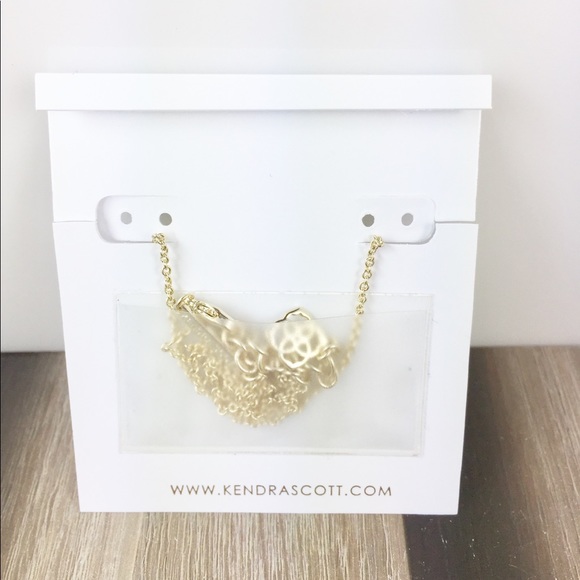 Kendra Scott Elisa light blue gold necklace - Picture 2 of 3